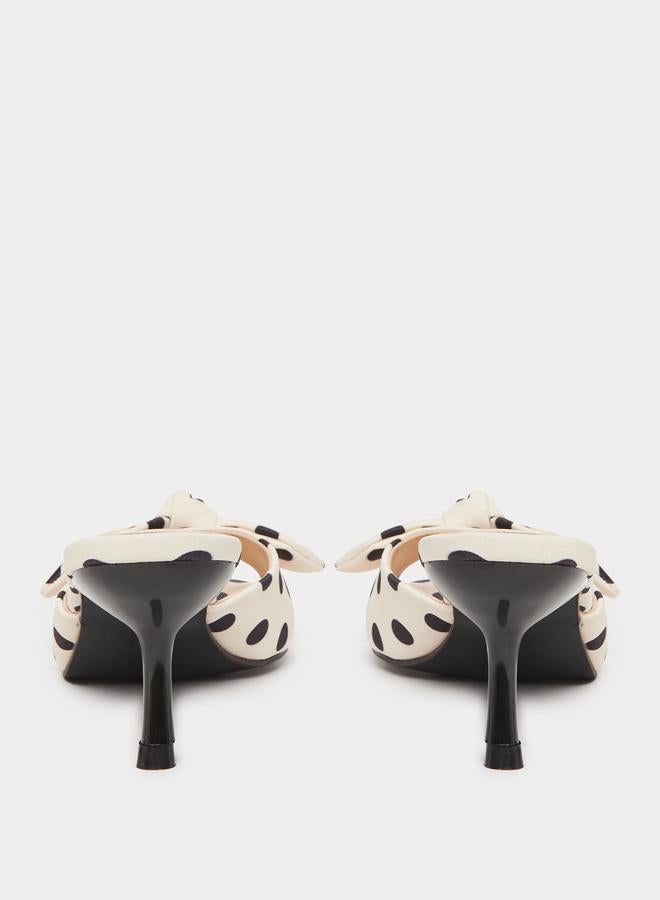 Styli Beige Polka Dot Kitten Heel Sandals - Image 4